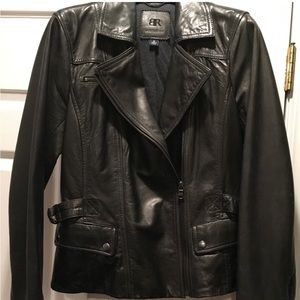 BR Banana Republic Grey Leather Moto Biker Jacket Small